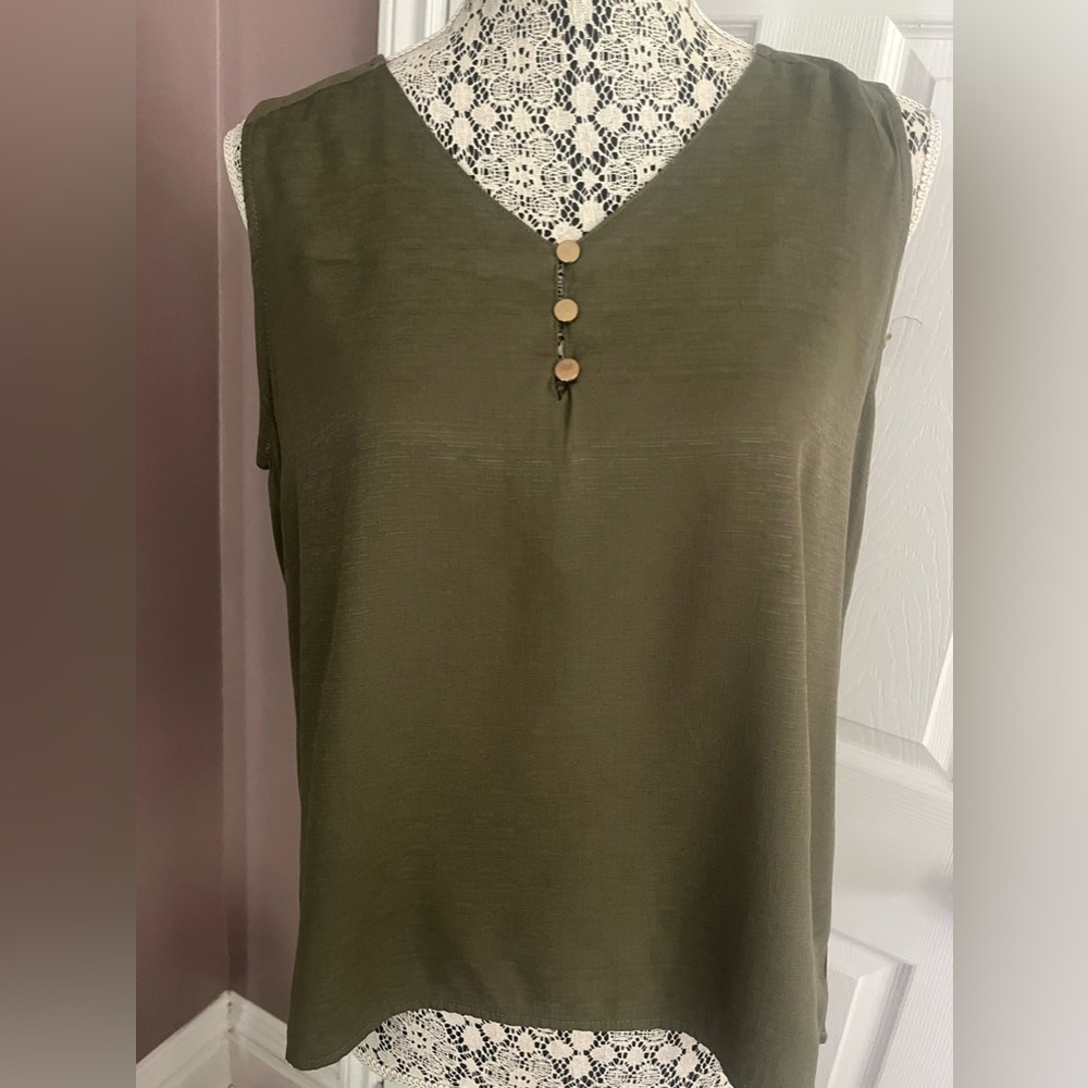 Mirrou Olive Green Tank Top